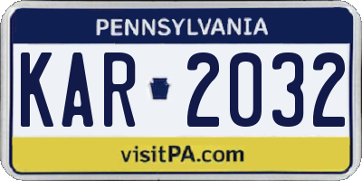 PA license plate KAR2032