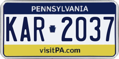 PA license plate KAR2037