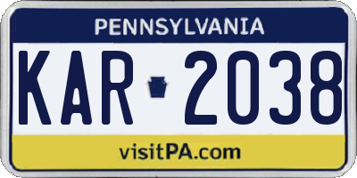 PA license plate KAR2038