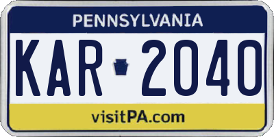 PA license plate KAR2040