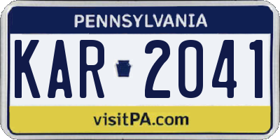 PA license plate KAR2041