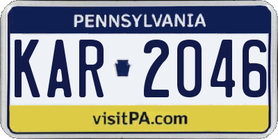 PA license plate KAR2046