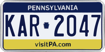 PA license plate KAR2047