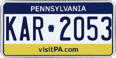 PA license plate KAR2053