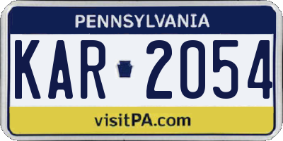PA license plate KAR2054