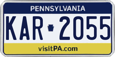 PA license plate KAR2055