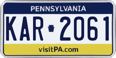 PA license plate KAR2061