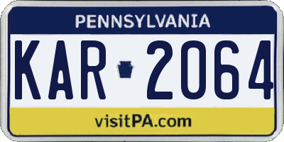 PA license plate KAR2064