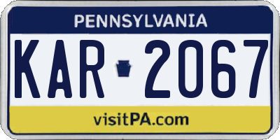 PA license plate KAR2067
