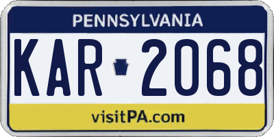 PA license plate KAR2068