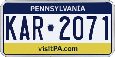 PA license plate KAR2071