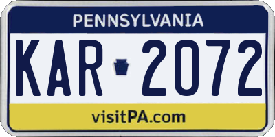 PA license plate KAR2072