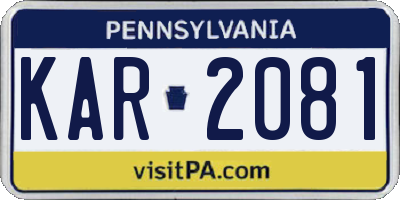 PA license plate KAR2081