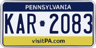 PA license plate KAR2083