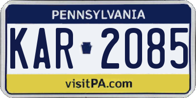PA license plate KAR2085