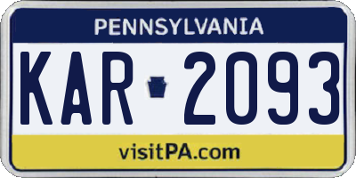 PA license plate KAR2093