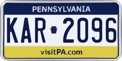 PA license plate KAR2096