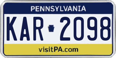PA license plate KAR2098