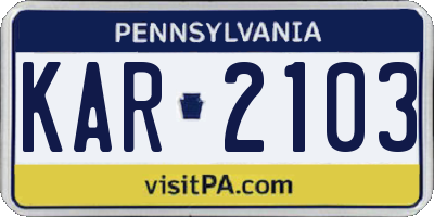 PA license plate KAR2103