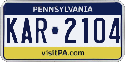 PA license plate KAR2104
