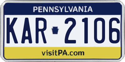 PA license plate KAR2106