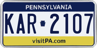 PA license plate KAR2107