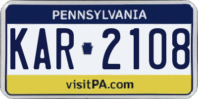 PA license plate KAR2108