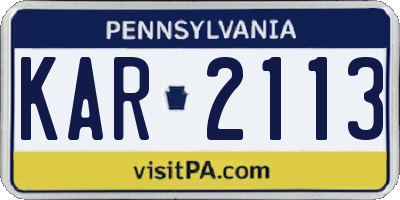 PA license plate KAR2113