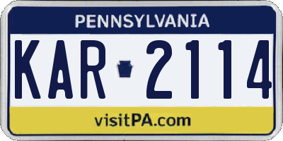 PA license plate KAR2114