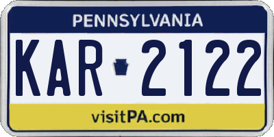 PA license plate KAR2122
