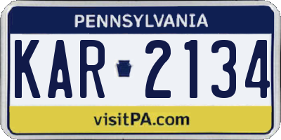 PA license plate KAR2134