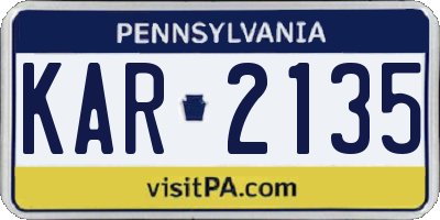 PA license plate KAR2135