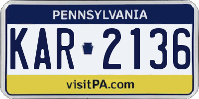 PA license plate KAR2136