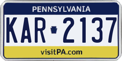 PA license plate KAR2137