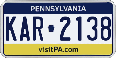 PA license plate KAR2138