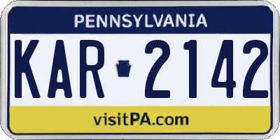 PA license plate KAR2142