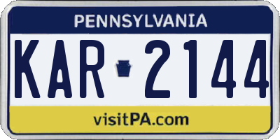 PA license plate KAR2144