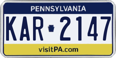 PA license plate KAR2147