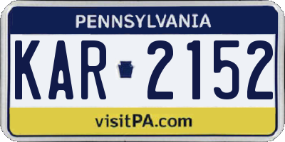 PA license plate KAR2152