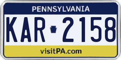 PA license plate KAR2158