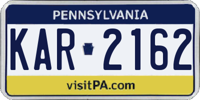 PA license plate KAR2162