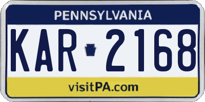 PA license plate KAR2168