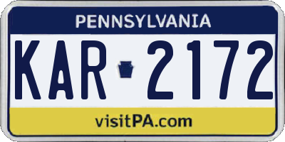 PA license plate KAR2172