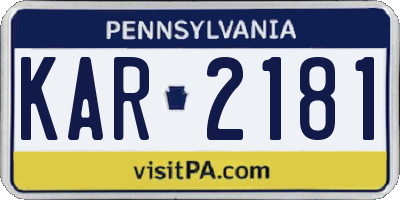 PA license plate KAR2181