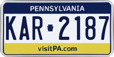 PA license plate KAR2187