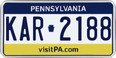 PA license plate KAR2188