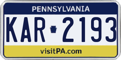 PA license plate KAR2193