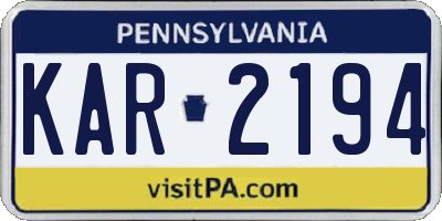 PA license plate KAR2194