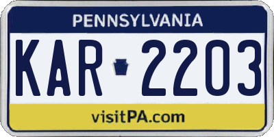 PA license plate KAR2203