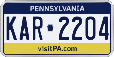 PA license plate KAR2204